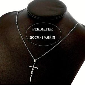 Stainless Steel Silver Faith Cross Christian Religious Pendant Necklace Jewelry